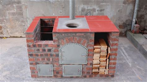 Build A Beautiful Multi Purpose Wood Stove With Red Bricks And Cement