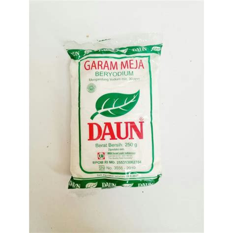 Jual Garam Dapur Beryodium Garam Meja Cap Daun 250 Gr Shopee Indonesia