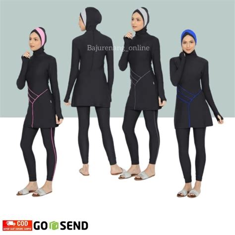 Jual Baju Renang Muslimah Wanita Muslim Cewe Slimfit Polos Edora Sport