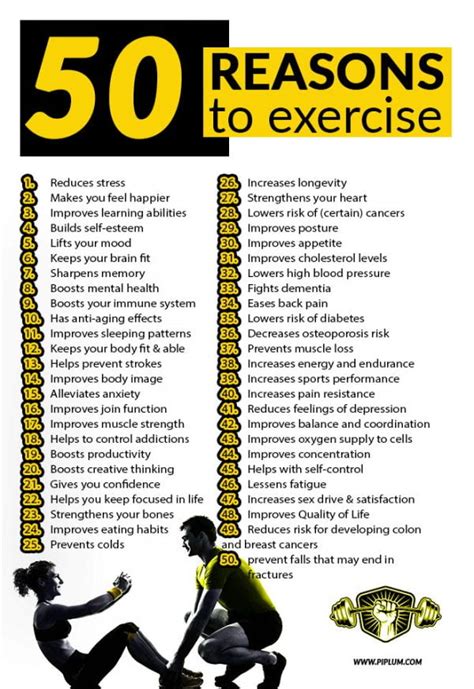 50 reasons to exercise here s a quick snapshot of exercise benefits [poster]