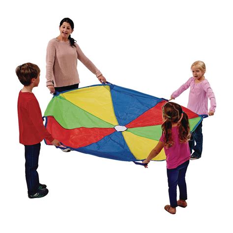 Excellerations Brawny Tough 8 Foot Rainbow Play Parachute For Kids With