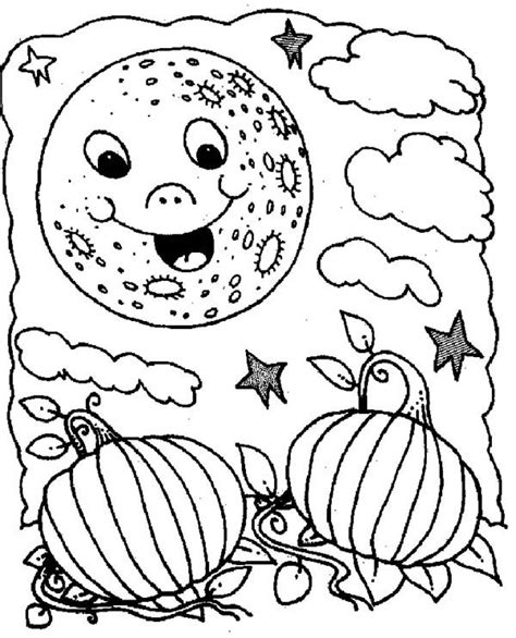 Moon At Halloween Night Coloring Page Coloring Sky