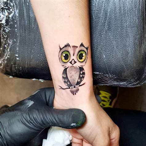 Small And Cute Owl Tattoo Monocolor Whiteblack Baby Owl Tattoos Owl