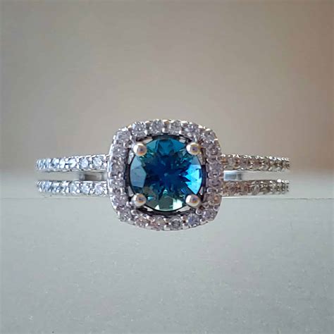 14k White Gold Round London Blue Topaz Double Shank Ring Middleton Jewelers