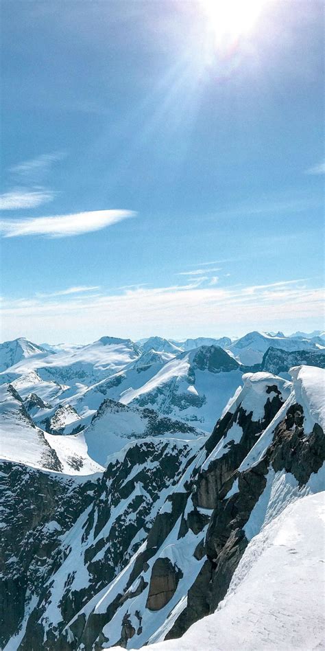 1080x2160 Sunny Day Glacier Mountains Summit Wallpaper Scenery