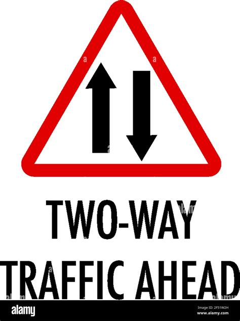 Two Way Traffic Ahead Sign On White Background Illustration Stock