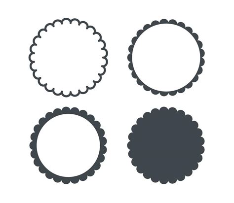 Circle Scalloped Frame Scalloped Edge Round Shape Simple Label And
