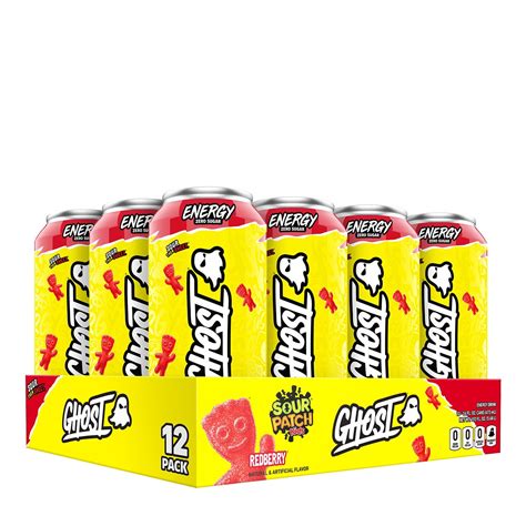 Ghost Energy Ready To Drink 16 Ounce Cans Sour Patch Kids Redberry 12