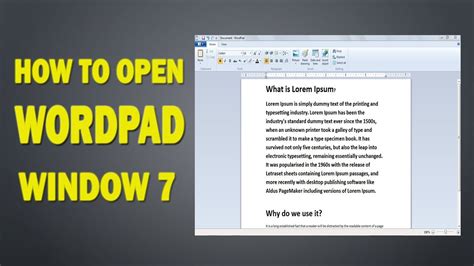 How To Open Wordpad Window 7 Learn Computer Youtube