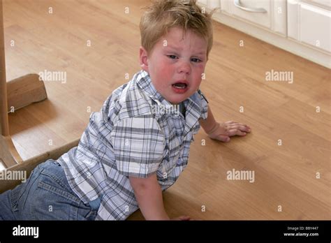 Little Boy Throwing A Tantrum The Toddler Child Is Weaning Whining