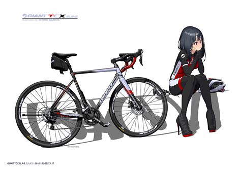 The Big Imageboard Tbib Bicycle Black Hair Bodysuit Hitomi Kazuya Long Hair Original Red