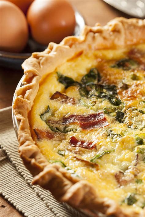 Homemade Spinach And Bacon Egg Quiche Stock Photo Image