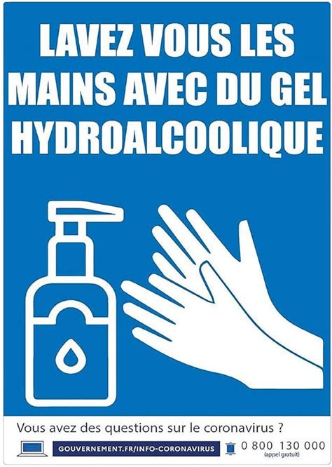 Affiche Autocollante Lavez Vous Les Mains Avec Du Gel Hydroalcoolique A X Mm Sticker