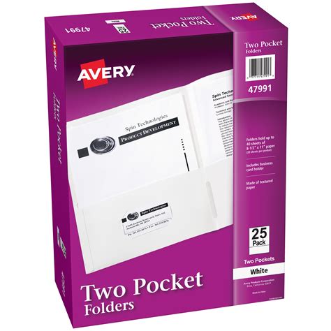 Two Pocket Folders Holds Up To 40 Sheets 25 White Folders 47991