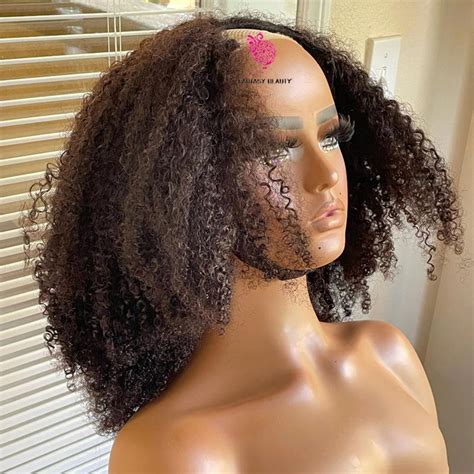 Inch Afro Kinkys Curly U Part Wig Human Hair Wigs Virgin