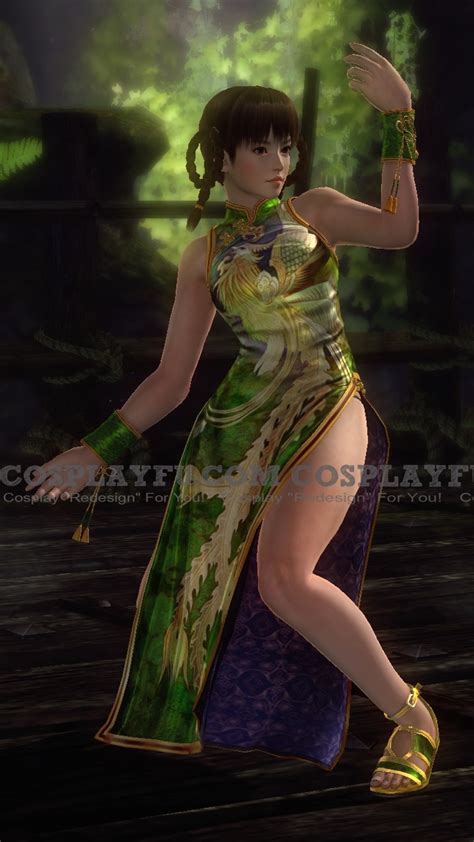 Custom Leifang Cosplay Costume Green Cheongsam From Dead Or Alive 5