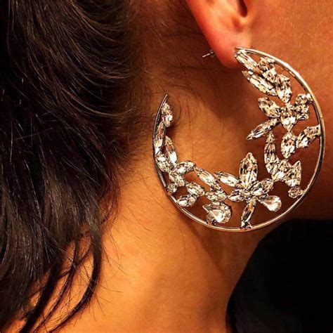 60mm Rhinestones Crystal Big Hoop Earrings For Women Luxury Jewelry