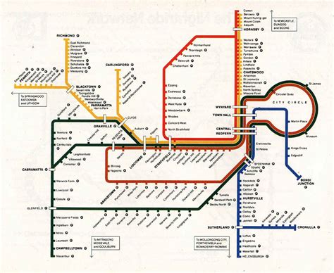 Historical Map Sydney Cityrail Network Map 1992 Transit Maps