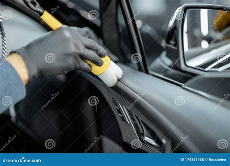 Worker Provides Professional Car Interior Cleaning Stock Photo Image