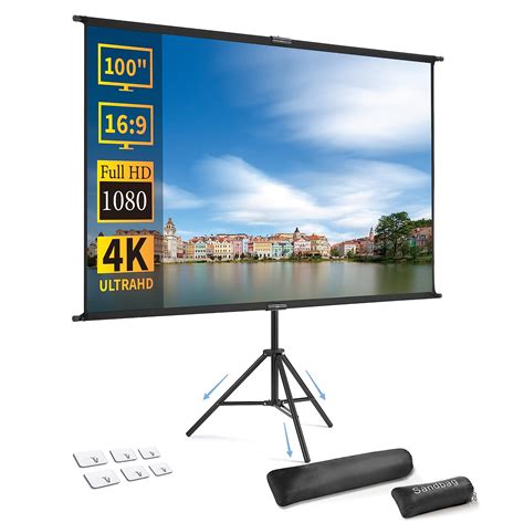 Vevor Tripod Projector Screen With Stand 80 Inch 169 4k Hd 44 Off