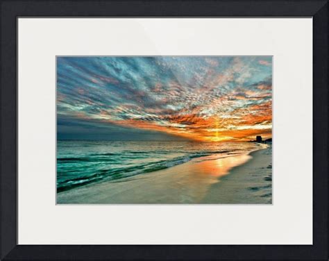 Yellow Sunray Through Red And Blue Sunset On Beach By Eszra Tanner