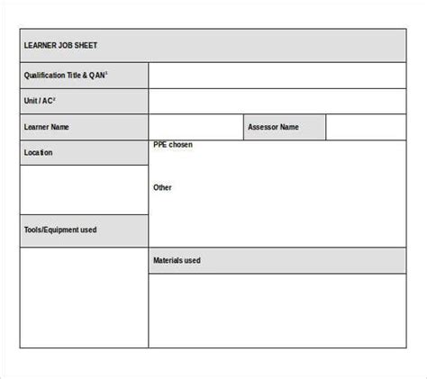 Template Job Sheet Templates 22 Free Word Excel Pdf With Maintenance