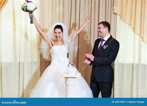 Funny Bride And Groom In Delight Stock Image Image Of White Bridge