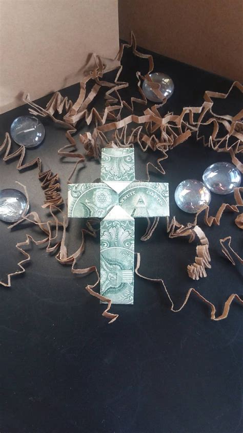 Money Origami Cross Dollar Bill Folded Cross Origami Money Etsy