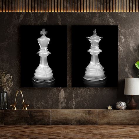 Chess Wall Art Chess King Canvas Print Chess Pieces Wall Etsy