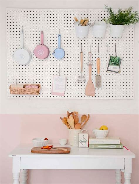 The only think i don't understand is why they didn't bring the pegboard all the way up to the ceiling to hide all of the ugly tile work… other than that, a phenomenal transformation. Pinterest's Most Stylish Kitchen Pegboard Ideas - Small ...