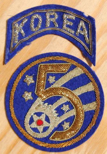 Vintage 5th Air Force Korea Bullion Patch And Tab Aviation Insignia