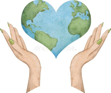 Happy Earth Day World Globe In Hands International Mother Earth Day Hand Drawn Watercolor