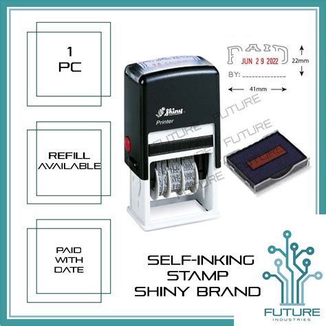 Stamp Self Inking Stamp Dater Shiny Brand Machine Paid With Date