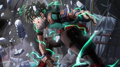 Izuku Midoriya 4k Breaking Through Wall