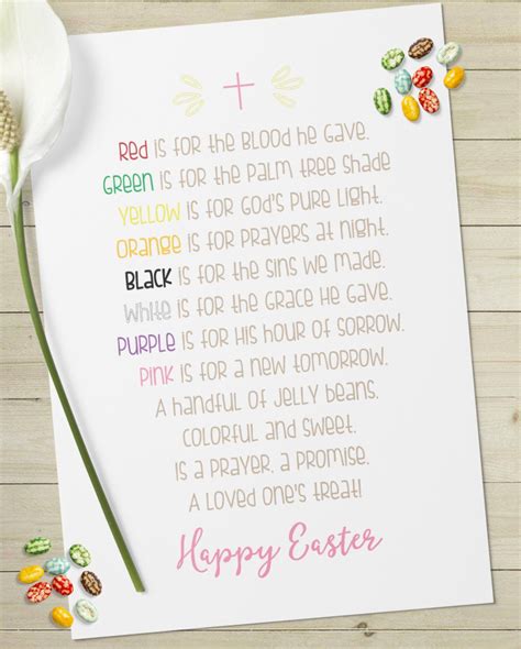 It's just that my children and i will be off from school. Easter Jelly Bean Prayer - Easter Printable for Kids - Easter Basket Gift - Christian Printable ...