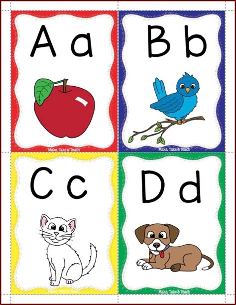 This worksheet presents colored alphabet uppercase letters. Alphabet Flashcards Freebie! - Make Take & Teach ...