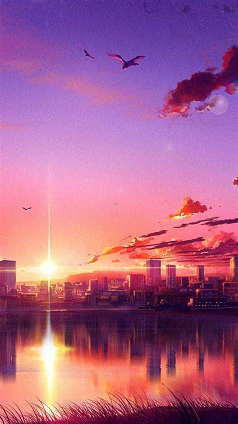 Anime Sunset Scene B Iphone Wallpapers Hd Scenery Wallpaper Anime