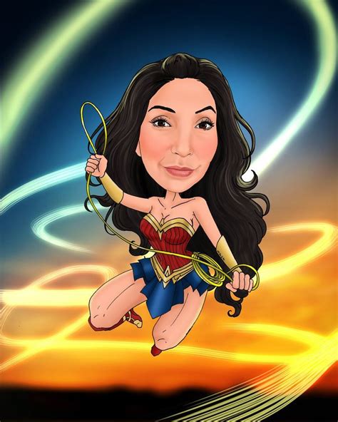 Custom Wonder Woman Caricature Portrait — Caricature Story Custom