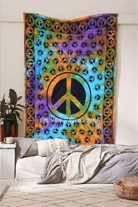 Tie Dye Hippie Peace Sign Hippy Tapestry Wall Hanging