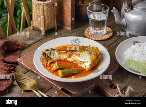 Malaysia Dishes Silver Catfish Sour Soup Malay Called Ikan Patin Asam
