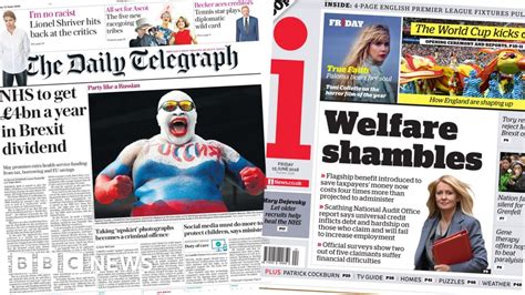Newspaper Headlines Welfare Shambles And £4bn More For Nhs Bbc News