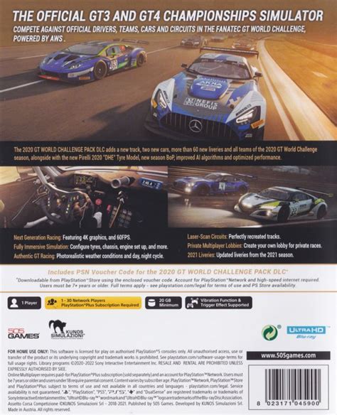 Assetto Corsa Competizione Day One Edition 2022 PlayStation 5 Box