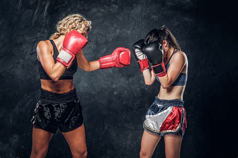 Fight Between Two Professional Female Boxers Stock Photo Download