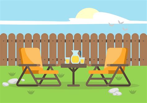 Backyard With Lawn Chairs Illustration Vector Art At Vecteezy