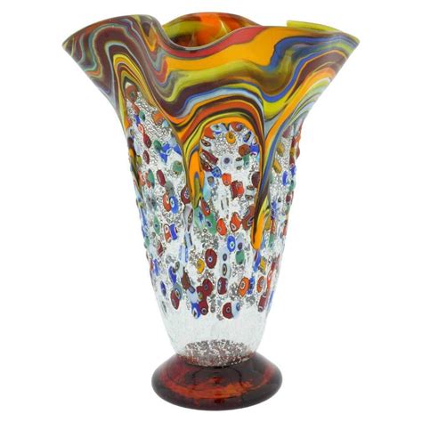 Glassofvenice Murano Glass Millefiori Fazzoletto Vase Multicolor 53926474806 Ebay