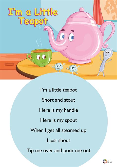 Im A Little Teapot Short Rhyme Printable Lyrics Card Short Nursery