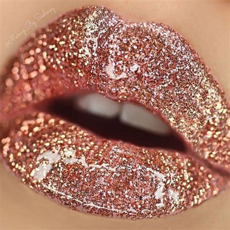 Aesthetic Gold Lips Rose Gold Lipstick Glitter Lips