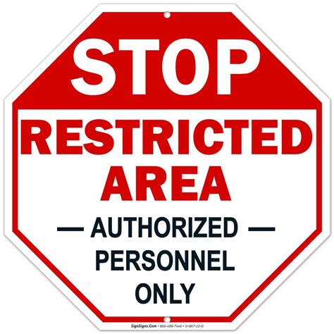 Restricted Area Sign Authorized Personnel Only Do Enter Sign 12x12
