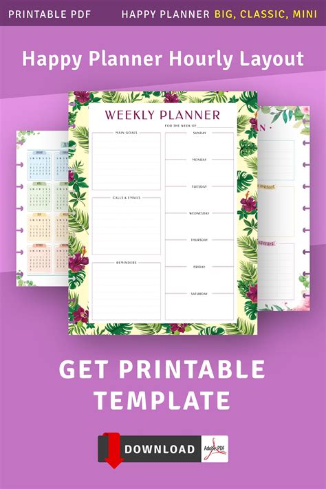 Weekly Happy Planner With Calendar Horizontal Week On 2 Page Etsy