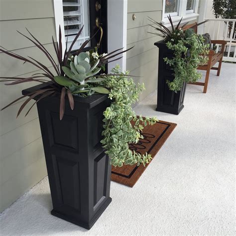 Mayne 16 X 16 X 32 Square Black Polyethylene Plant Planter Walmart